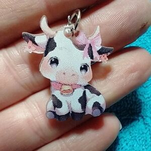 Cute colorful cow wire dangle earrings pink white black